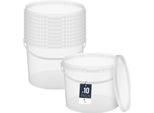Benbow Secchio Con Coperchio 10L X10 Trasparente - Sicuro Per Gli Alimenti, Stabile, Ermetico, A Prova Di Perdite, Inodore - Secchio In Plastica Con Manico - Vuoto