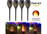 4 Pezzi Lampade Solari Per Torce Da Giardino Luce Fiamma Esterna IP65 Impermeabile Solare Fiamma Torce Luci Solari Con Fiamme Realistiche Automatico On / Off
