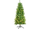 Costway Albero Di Natale A Matita Da 150 Cm Con Luci Led Bianco Caldo, Albero Di Natale Artificiale Con Sistema Pieghevole E Supporto In Metallo, Albero Di Natale Con Aghi In Pvc, Albero Di Natale Artificiale Verde