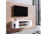 Selsey Weri - Lavagna Tv / Pensile Tv Bianco Con 2 Vani A Giorno, Minimalista, Larghezza 100 Cm