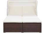 Syfax™ Lettino Prendisole A 2 Posti Con Cuscino In Polyrattan Marrone