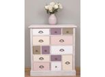 Casa Padrino Cassettiera In Stile Country Grigio Chiaro / Multicolore 90 X 35 X H. 97 Cm - Mobile In Legno Massiccio Con 13 Cassetti - Mobili In Stile Country