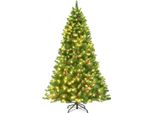 Costway 195Cm Albero Di Natale Artificiale A Led, Albero Di Natale Con Supporto In Metallo, Albero Di Natale Con Aghi In Pvc, Albero Di Natale Artificiale Con Sistema Pieghevole, Verde