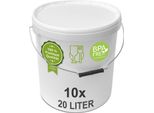 Plasteo® Secchio Da 10X 20 Litri Con Coperchio Secchio In Plastica Ermetico Per Alimenti Secchio In Plastica Secchio Vuoto Secchio Da Trasporto (10X 20 Litri)
