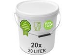 Plasteo® 20X 20 Litri Secchio Con Coperchio Secchio In Plastica Ermetico Per Alimenti Secchio In Plastica Secchio Vuoto Secchio Da Trasporto (20X 20 Litri)