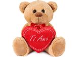 Brubaker Orsetto Di Peluche Con Cuore Rosso - Ti Amo - 35 Cm - Peluche Orsetto Di Peluche - Marrone Chiaro