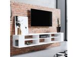 Selsey Weri - Lavagna Tv / Pensile Tv Bianco Con 6 Vani A Giorno, Minimalista, Larghezza 175 Cm