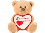 Brubaker Orsetto Di Peluche Con Cuore Rosso Beige - Persona Preferita - 25 Cm - Orsetto Di Peluche Con Cuore - Marrone Chiaro