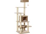 Pawhut Albero Per Gatti In Rattan Con Grotta Per Gatti Albero Per Gatti Multilivello Per Gatti E1 Mdf Sisal Beige+Brown 55 X 55 X 174 Cm