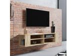 Selsey Weri - Lavagna Tv / Mensola Tv A Parete Wotan In Rovere Con 4 Scomparti Aperti, Minimalista, Larghezza 140 Cm