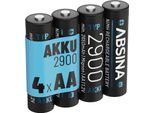 Absina 4X Batteria Ricaricabile Aa 2900 - Batterie Ricaricabili Nimh Aa Da 1,2 V E Min. 2650 Mah - Batterie Ricaricabili Aa