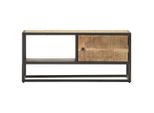 Mobile Tv Con Anta Intagliata 90X30X40 Cm Legno Di Mango Grezzo