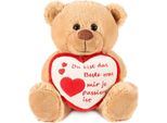 Brubaker Orsetto Di Peluche Con Cuore Rosso Beige - Sei La Cosa Migliore Che Abbia Mai ... - 25 Cm - Orsacchiotto Di Peluche Con Cuore - Marrone Chiaro