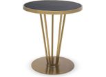 Tavolino Casa Padrino Color Ottone / Nero Ø 49,5 X H. 54 Cm - Tavolino Rotondo In Acciaio Inox Con Piano In Marmo Lucido - Mobili Soggiorno - Mobili