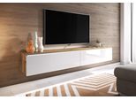 Tavolino Per Tv Cerie 180 - Rovere Wotan / Bianco Lucido
