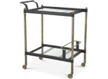 Casa Padrino Carrello Di Servizio Colori Ottone Vintage / Nero 74 X 44,5 X H. 84 Cm - Hotel Ristorante Gastronomia Carrello - Accessori