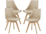 Sedia Da Pranzo 'FläTen' Set Di 4 Sedie Imbottite In Ecopelle Beige
