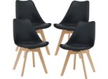 Sedia Da Pranzo 'FläTen' Set Di 4 Sedie Imbottite In Ecopelle Nera