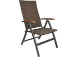 Sedia Da Giardino Brubaker Polyrattan Modena - Schienale Alto In Metallo E Poly Rattan Pieghevole - Schienale Regolabile In 7 Posizioni - Sedia Pieghevole Resistente Alle Intemperie - Marrone Grigio