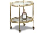 Casa Padrino Carrello Di Servizio Liberty Oro 52 X 41 X H. 56 Cm - Carrello In Ottone Nobile Con Piatti In Vetro - Accessori Per La Ristorazione Barocca E Liberty