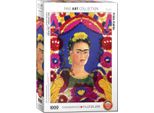Puzzle Da 1000 Pezzi - Puzzle - Autoritratto Di Frida Kahlo Con Uccelli + Cornice In Alluminio Per Puzzle Da 1000 Pezzi