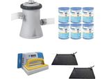 Ways - Cura Della Piscina - 2X Riscaldatore Per Piscina E Pompa Filtro 1250 L/U & 6 Filtri Tipo H & Spazzola Ways Per Il Lavaggio