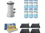 Ways - Cura Della Piscina - 4X Riscaldatore Per Piscina E Pompa Filtro 2271 L/U & 6 Filtri Tipo A & Spazzola Ways Per Il Lavaggio