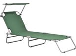 Lettino 'Argozelo' Con Tettuccio Regolabile Struttura In Acciaio 186 X 55 X 24 Cm Verde Scuro
