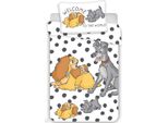Lenzuola Disney Per Bambini Susi E Tramp Con Cuccioli 100 Cm X 135 Cm Piumone + 40 Cm X 60 Cm Cuscino 100% Cotone