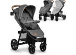 Lionelo Annet Plus Passeggino Con Posizione Reclinabile Pieghevole Grigio Scuro Con Maniglia In Marrone