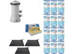 Ways - Cura Della Piscina - 3X Riscaldatore Per Piscina E Pompa Filtro 2271 L/U & 12 Filtri Di Tipo A & Spazzola Ways Per Il Lavaggio