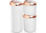 Vip Ahmet 3 Pezzi Scatola Di Stoccaggio Rotonda Sottovuoto 1250ML + 700ML + 400ML Barattolo Di Stoccaggio Contenitore Set Bianco-Rame