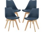 Sedia Da Pranzo 'FläTen' Set Di 4 Sedie Imbottite In Ecopelle Blu