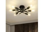 Plafoniera Lampadario Industriale D'epoca E27 (Senza Lampadina) 6 Fiamme Metallo Retro Lampada Da Soffitto Nero Camera Da Letto Soggiorno Sala Da Pranzo