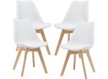 Sedia Da Pranzo 'FläTen' Set Di 4 Sedie Imbottite In Ecopelle Bianca