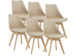 Sedia Da Pranzo 'FläTen' Set Di 6 Sedie Imbottite In Ecopelle Beige