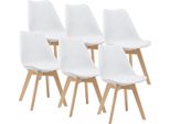 Sedia Da Pranzo 'FläTen' Set Di 6 Sedie Imbottite In Ecopelle Bianca
