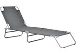 Lettino Prendisole 'Carcao' Con Schienale Regolabile E Struttura Pieghevole In Acciaio 186 X 55 X 24 Cm Grigio Scuro