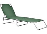 Lettino Prendisole 'Carcao' Con Schienale Regolabile E Struttura Pieghevole In Acciaio 186 X 55 X 24 Cm Verde Scuro