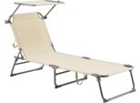 Lettino 'Getaria' Con Tettuccio Regolabile Struttura In Acciaio 189 X 57 X 28 Cm Beige