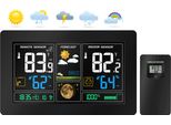 Stazione Meteorologica Wireless Echos Con Display Lcd A Colori | Previsioni Del Tempo | Sensore Esterno Con Display Lcd | Visualizzazione Di Data E Ora | Visualizzazione Della Temperatura E Dell'umidità Interna Ed Esterna | Visualizzazione Delle Fasi Lunari | Montaggio A Parete