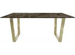 Casa Padrino Tavolo Da Pranzo Marrone/Oro 180 X 90 X H. 75 Cm - Tavolo Da Pranzo Rettangolare Con Piano In Marmo Sintetico E Gambe In Acciaio - Mobili Per La Sala Da Pranzo