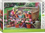 Puzzle Da 1000 Pezzi - Puzzle - La Colorata Vita Di Campagna - Panchina Da Giardino + Cornice In Alluminio Per Puzzle Da 1000 Pezzi
