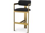 Casa Padrino Sgabello Nero/Ottone 53 X 44,5 X H. 107 Cm - Sgabello Da Bar Imbottito In Acciaio Inox - Mobili Bar