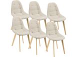 Sedia Da Sala Da Pranzo Kopparberg Set Di 6 Sedie In Tessuto Faggio Sedia Da Soggiorno 86 X 53 X 47 Cm Beige