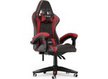 Sedia Da Gioco Ergonomica - Cuscino Lombare + Poggiatesta - Altezza Regolabile - Nero E Rosso