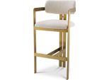 Casa Padrino Sgabello Crema/Ottone 53 X 44,5 X H. 107 Cm - Sgabello Da Bar Imbottito In Acciaio Inox - Mobili Bar