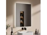 Emke Specchio Da Bagno A Led 80X60Cm Specchio Da Bagno Con Illuminazione Luce Bianca Fredda Specchio Da Parete Specchio Per Il Trucco IP44 Specchio Illuminato A Risparmio Energetico