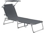 Lettino Prendisole 'Getaria' Con Tettuccio Regolabile Struttura In Acciaio 189 X 57 X 28 Cm Grigio Scuro