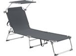 Lettino 'Legorreta' Con Tettuccio Regolabile Struttura In Alluminio 189 X 57 X 28 Cm Grigio Scuro